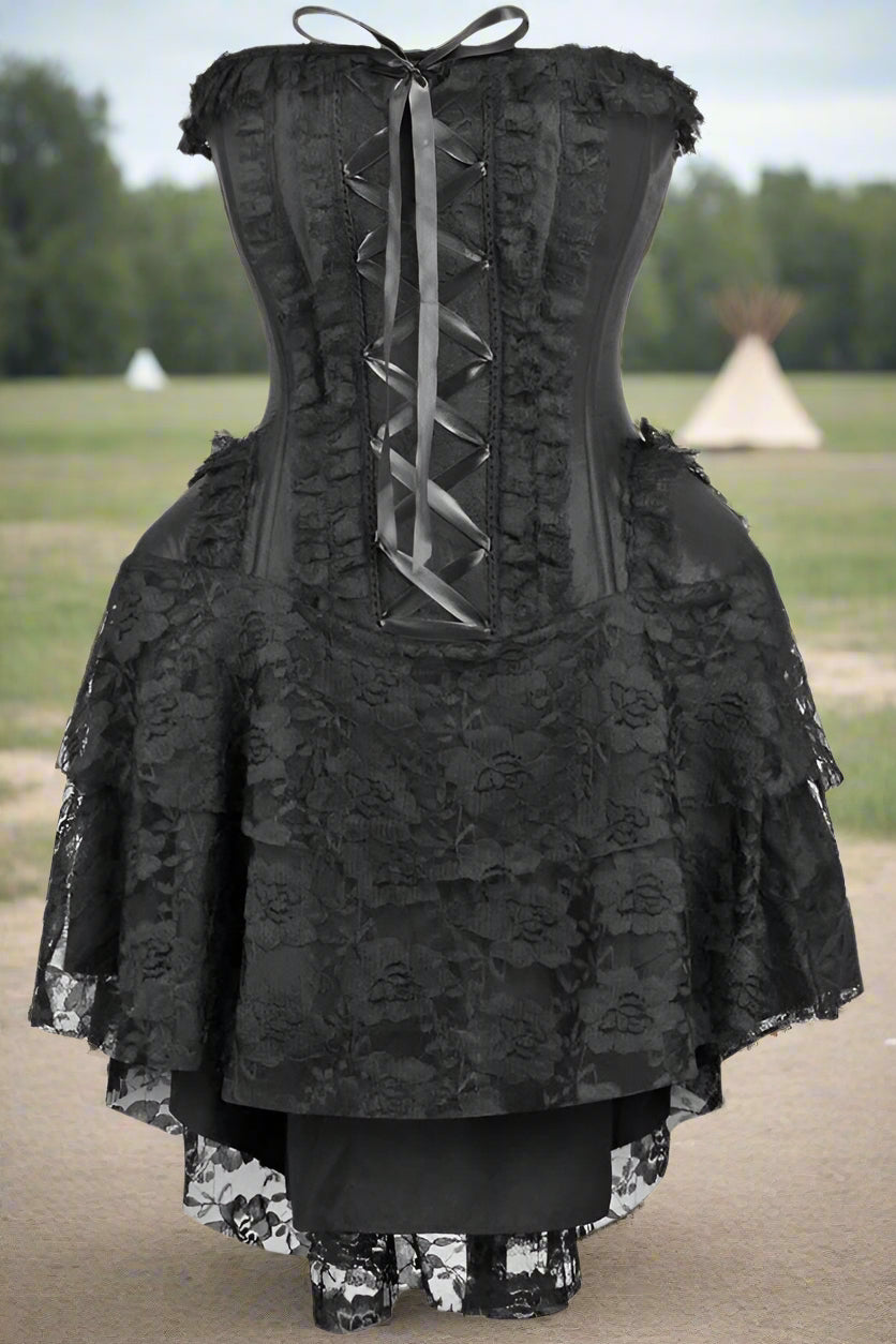 Strapless Black Lace Victorian Corset Dress
