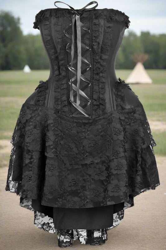 Strapless Black Lace Victorian Corset Dress