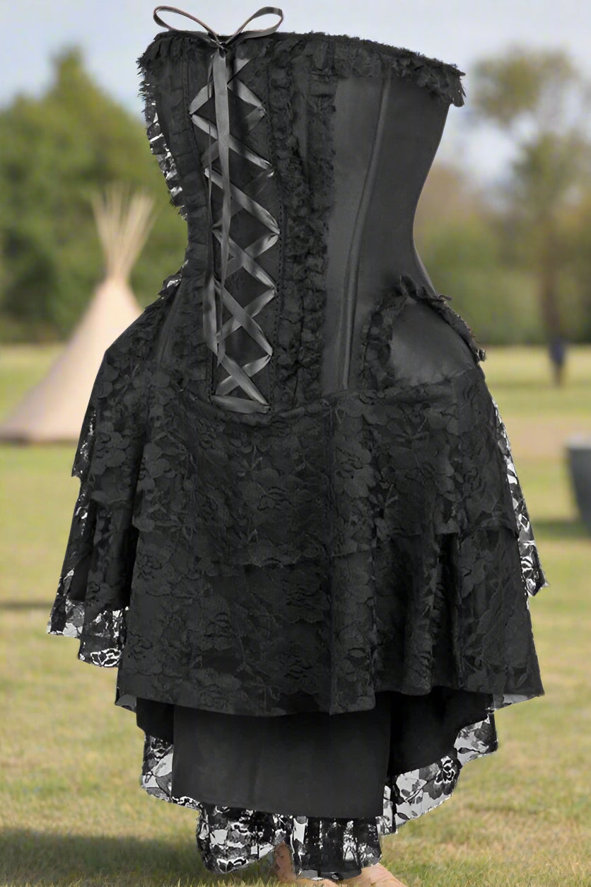 Strapless Black Lace Victorian Corset Dress