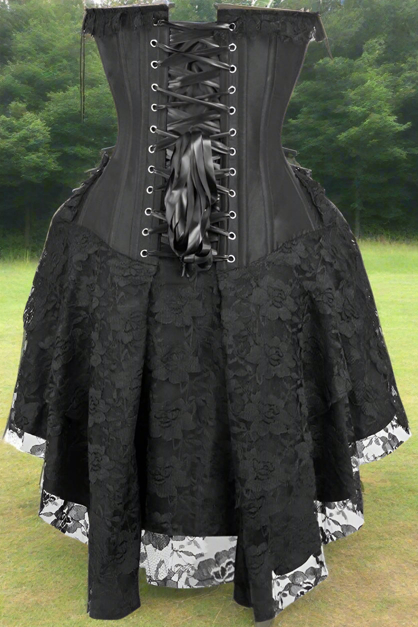 Strapless Black Lace Victorian Corset Dress