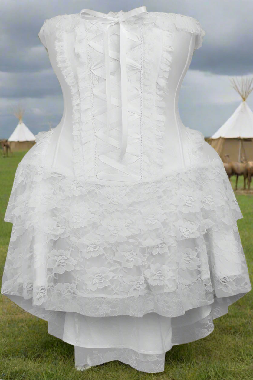 Strapless White Lace Victorian Corset Dress