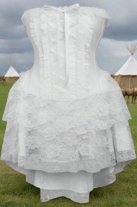 Strapless White Lace Victorian Corset Dress