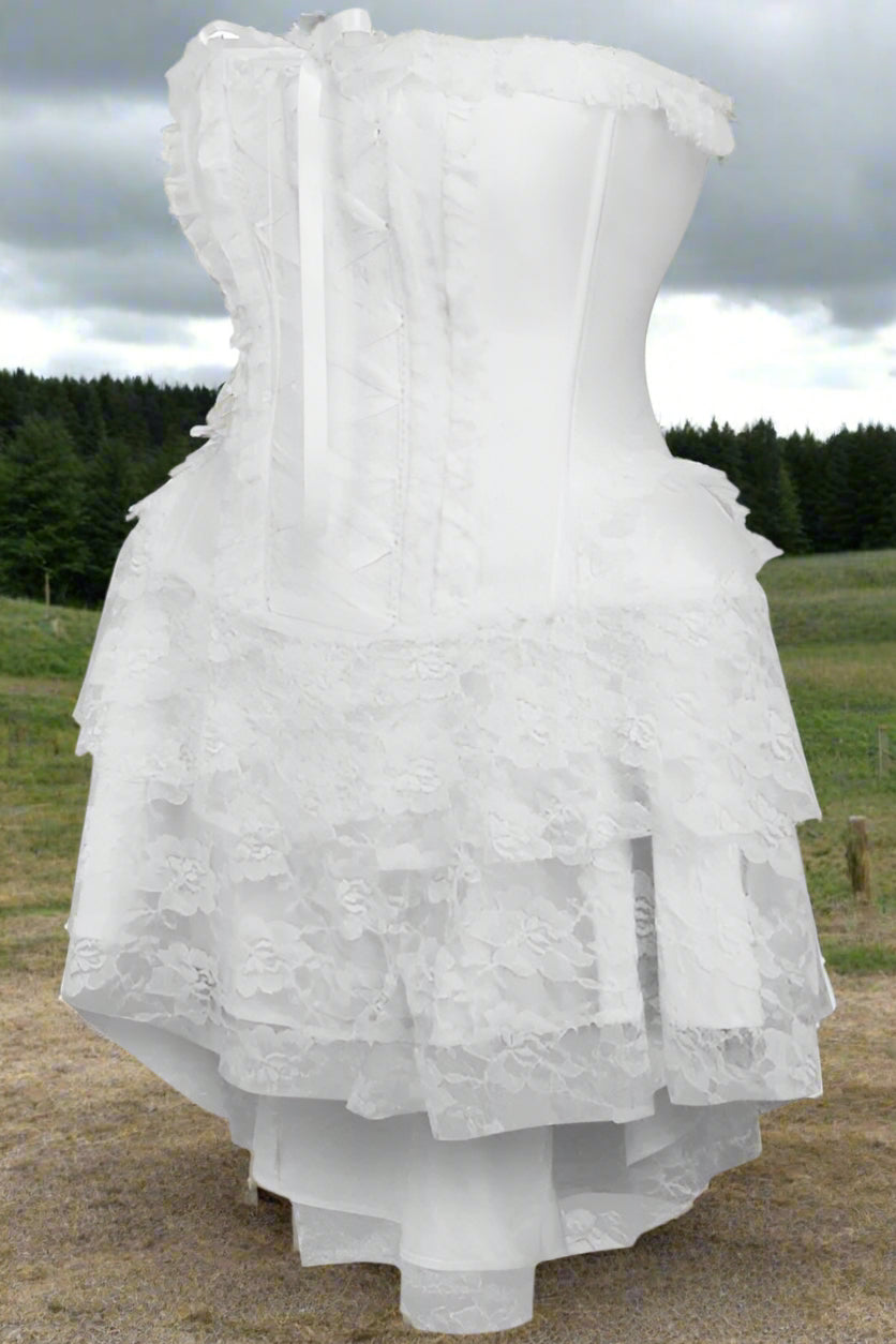 Strapless White Lace Victorian Corset Dress