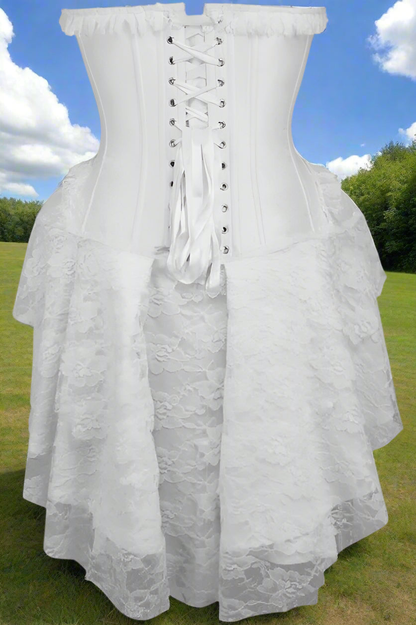 Strapless White Lace Victorian Corset Dress