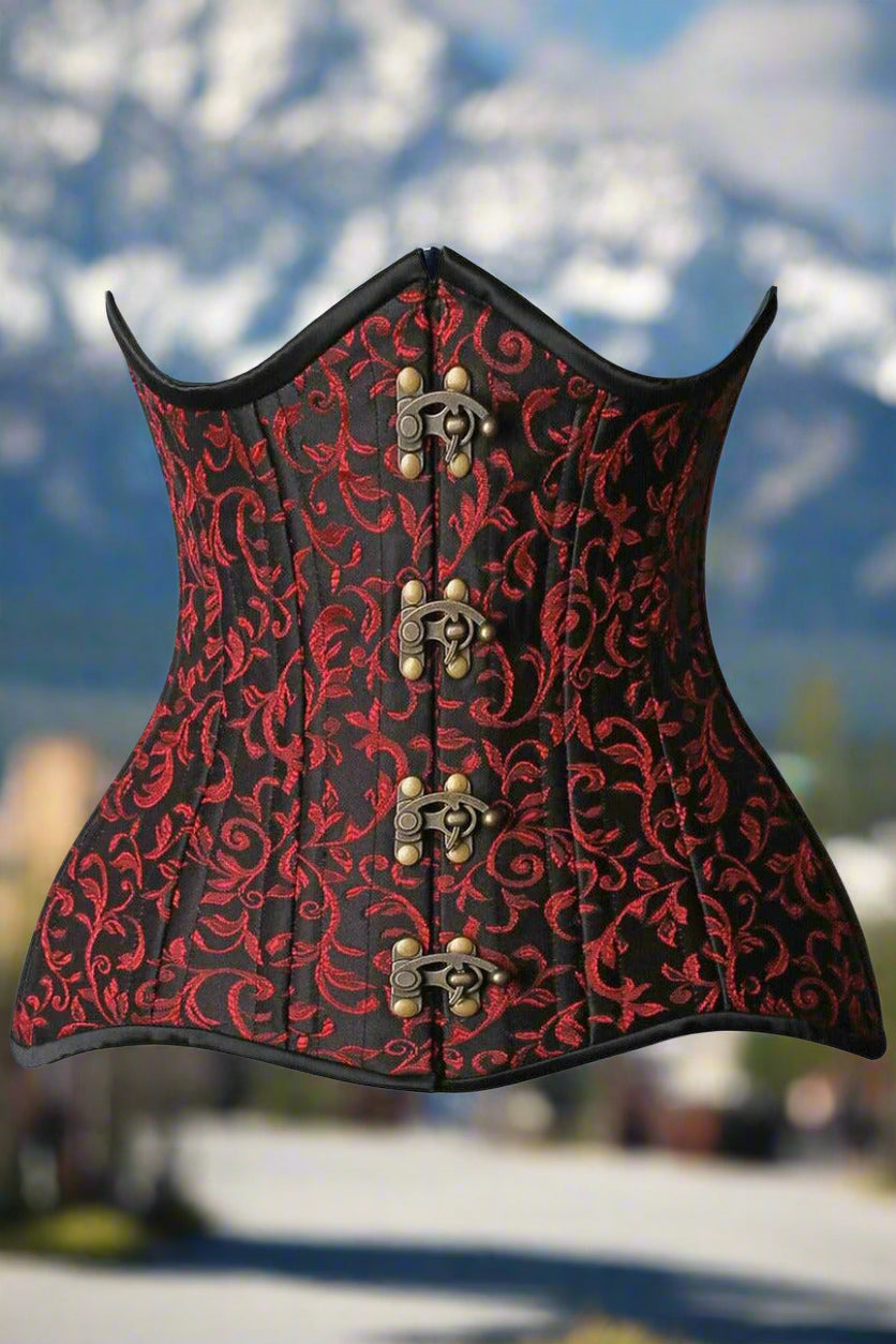 Curvy Brocade Double Steel Boned Under Bust Corset