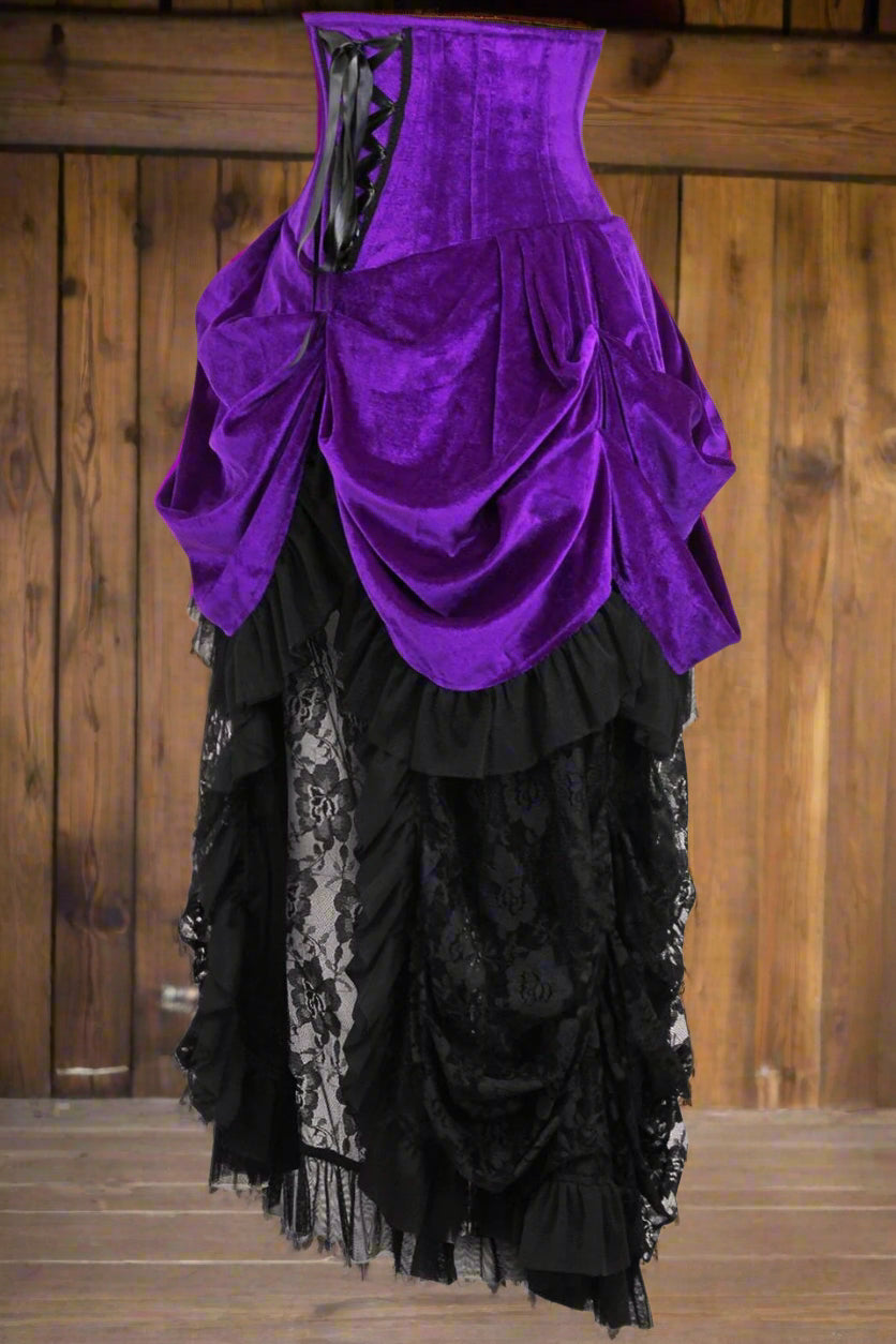Purple Velvet Victorian Bustle Under Bust Corset Dress