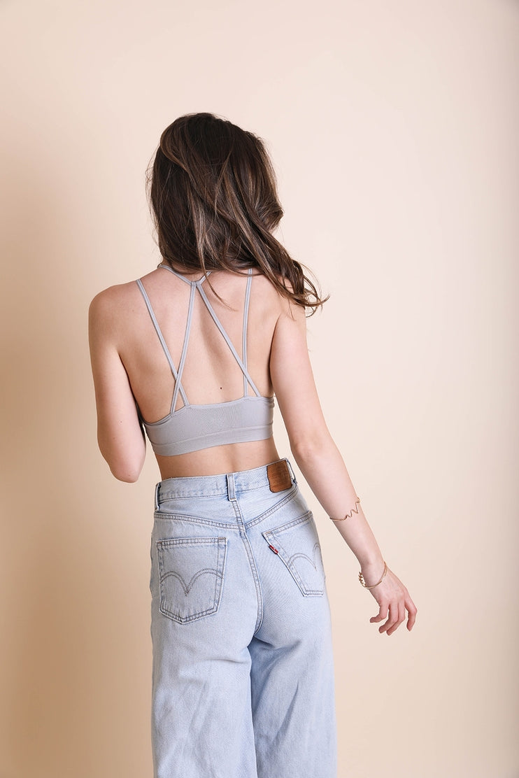 Seamless High-Neck Strappy Back Brami by LETO in 8 Color Choices