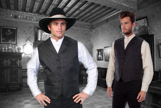 Classic Paisley Black Vest with Notched Lapels
