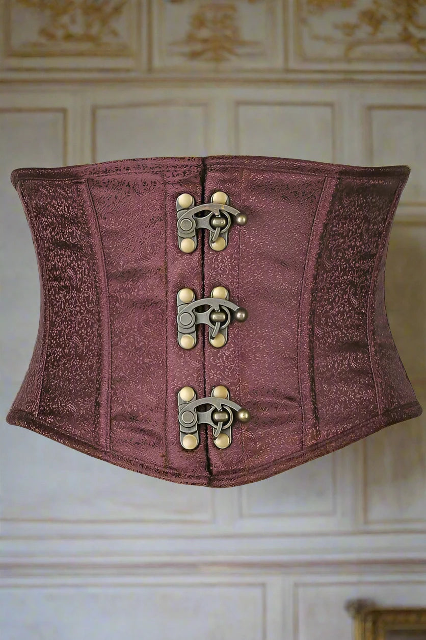 Brocade Steel Boned Mini Cincher with Clasps