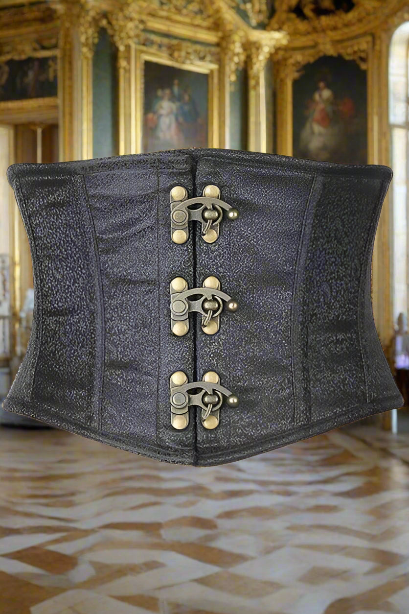 Brocade Steel Boned Mini Cincher with Clasps
