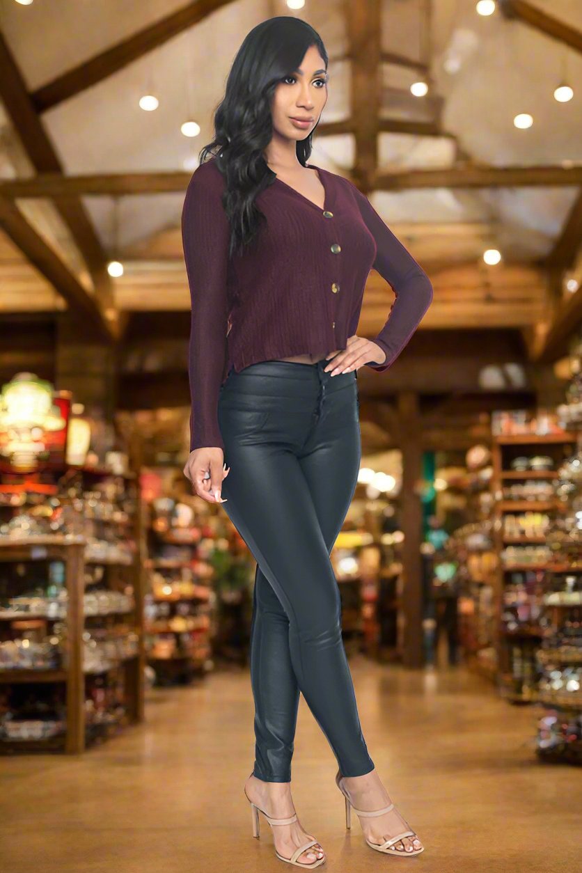 Pretty Cropped Button Up Sweater