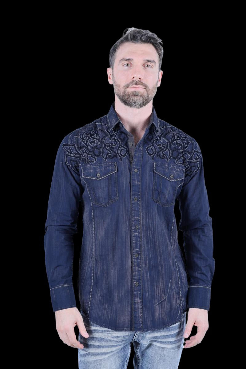 Vintage Washed 2 Tone Embroidered Shirt