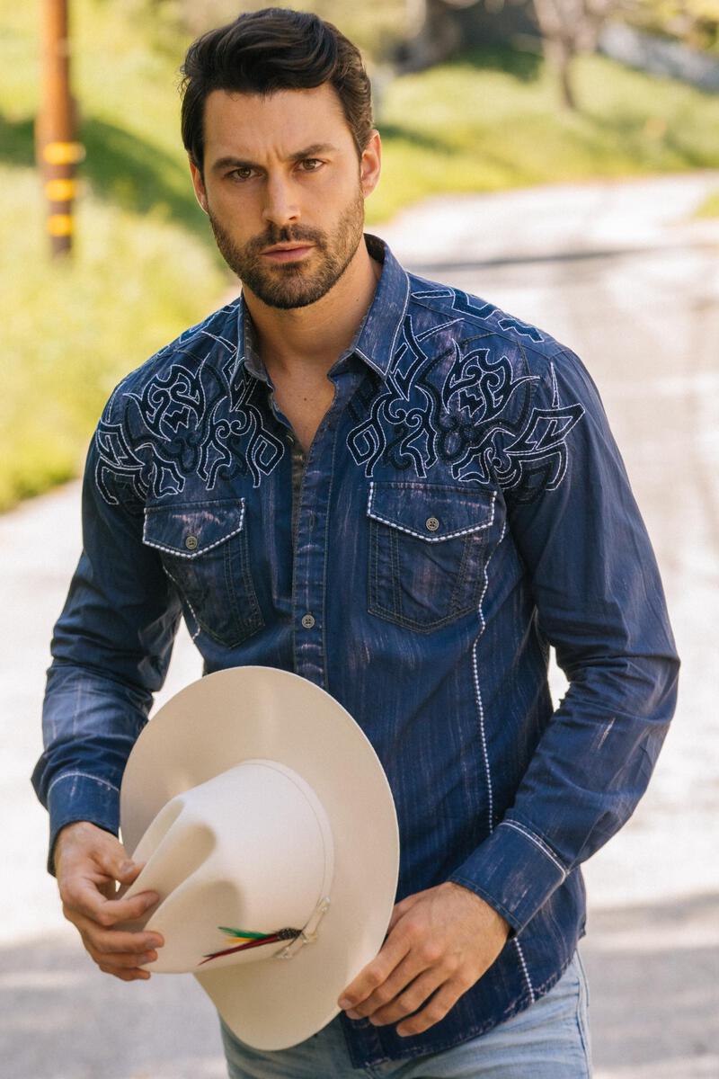 Vintage Washed 2 Tone Embroidered Shirt