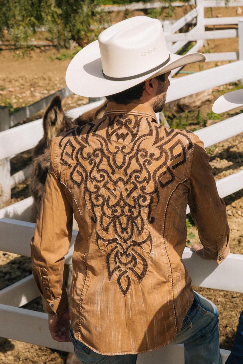 Vintage Washed 2 Tone Embroidered Shirt