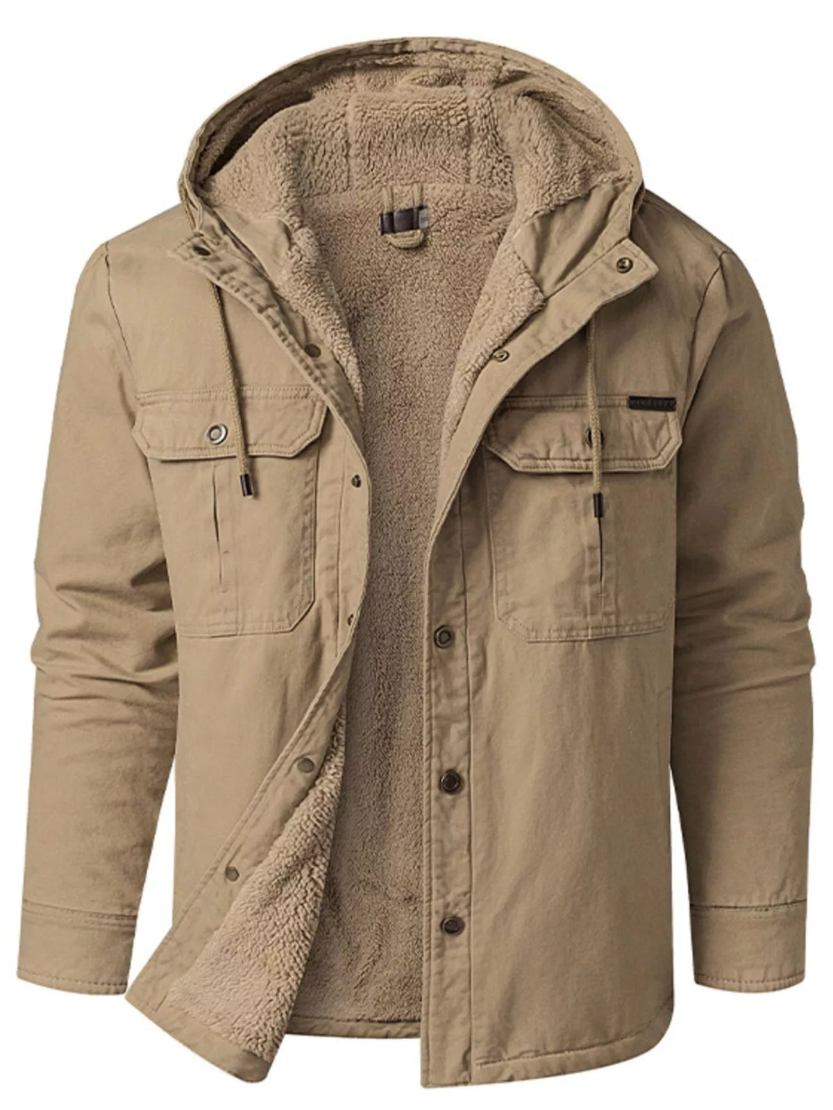 Men's Sherpa Lined Hooded Jacket Khaki