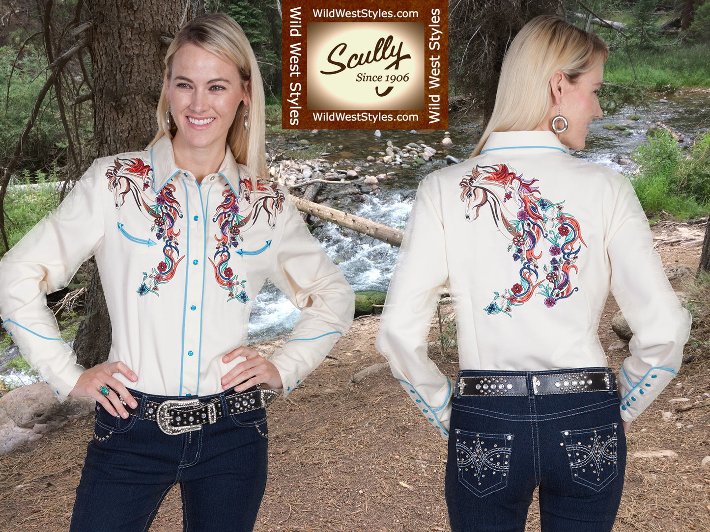 Warrior Blouse made by Scully in Cream in Size XS, S, M, L, XL, or XXL