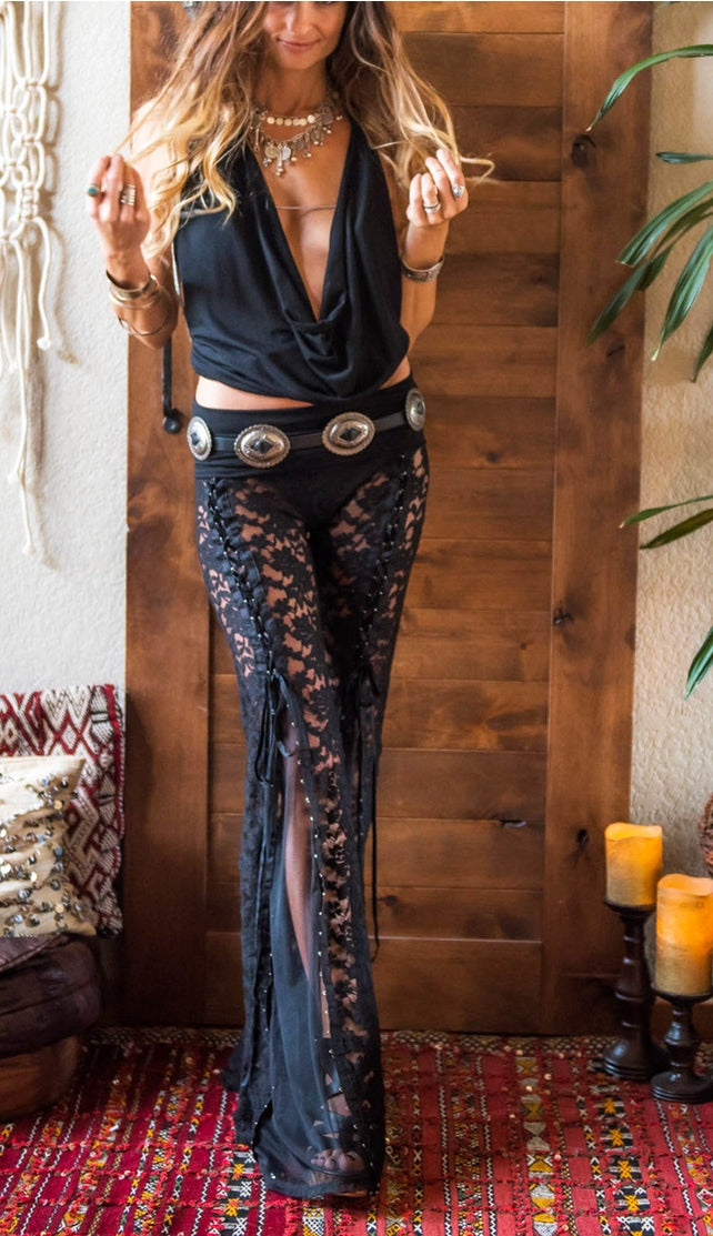 The Hendrix Lace Pant by Temple Ro in White or Black in Size XS, S, M, L, XL, 2XL