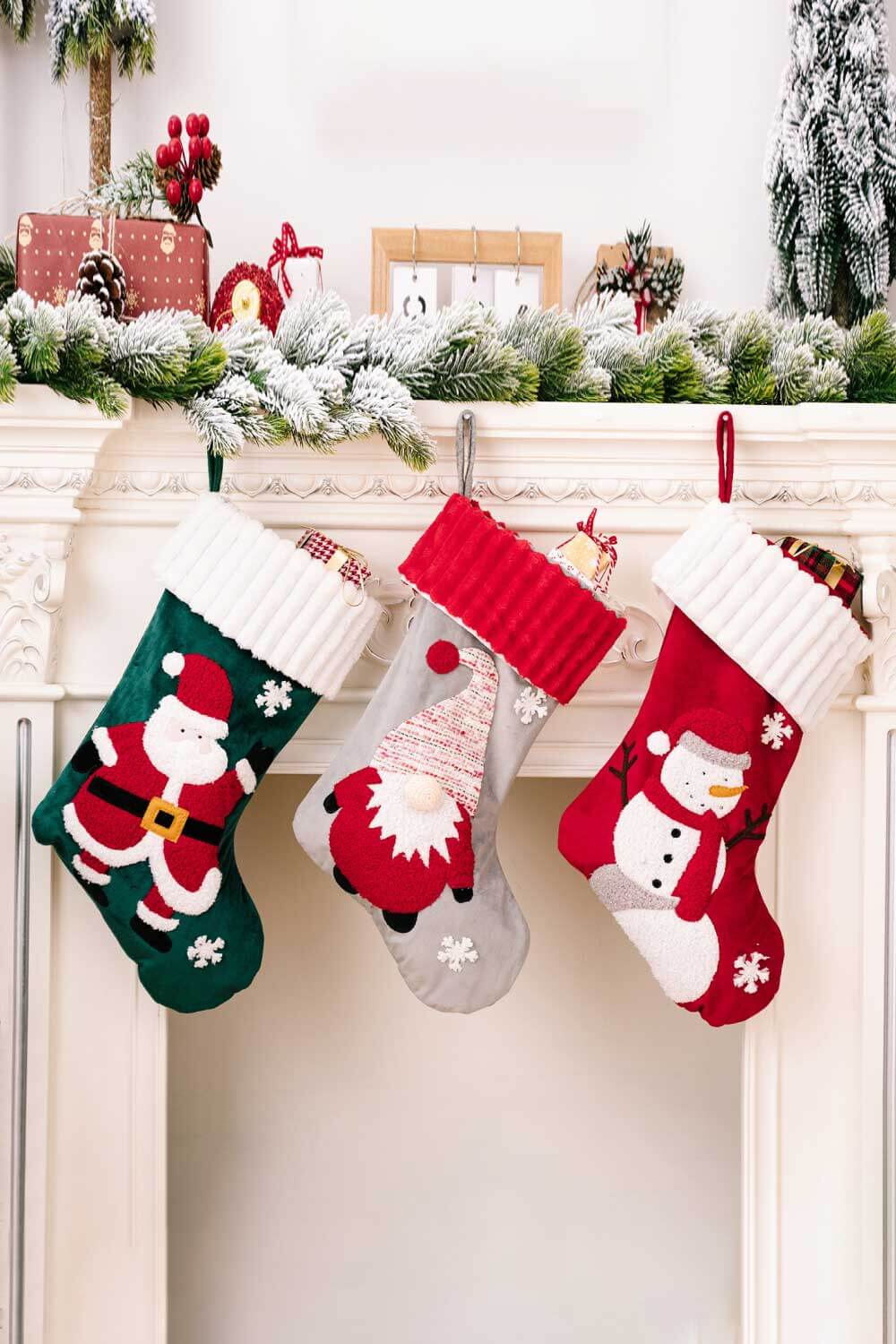 3-Pack Christmas Stocking Ornaments Santa Snowman Gnome One Size 3 Pack