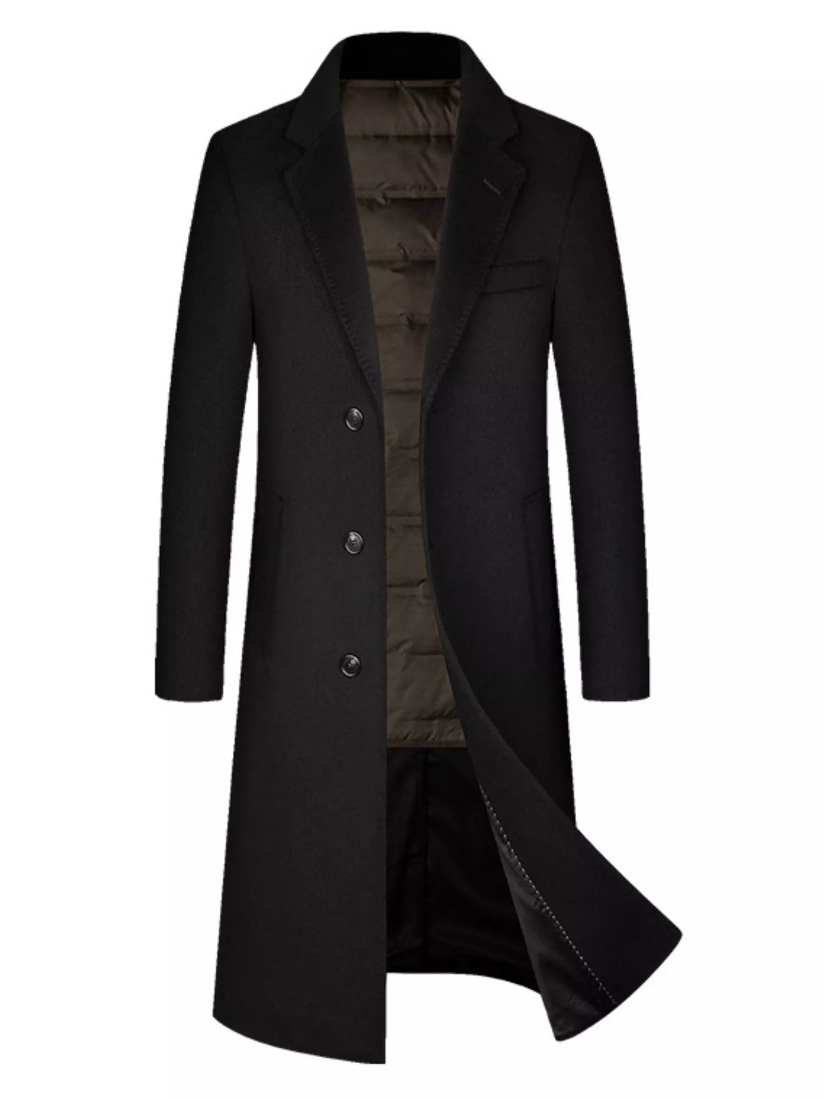 Men's Classic Button Up Overcoat Black
