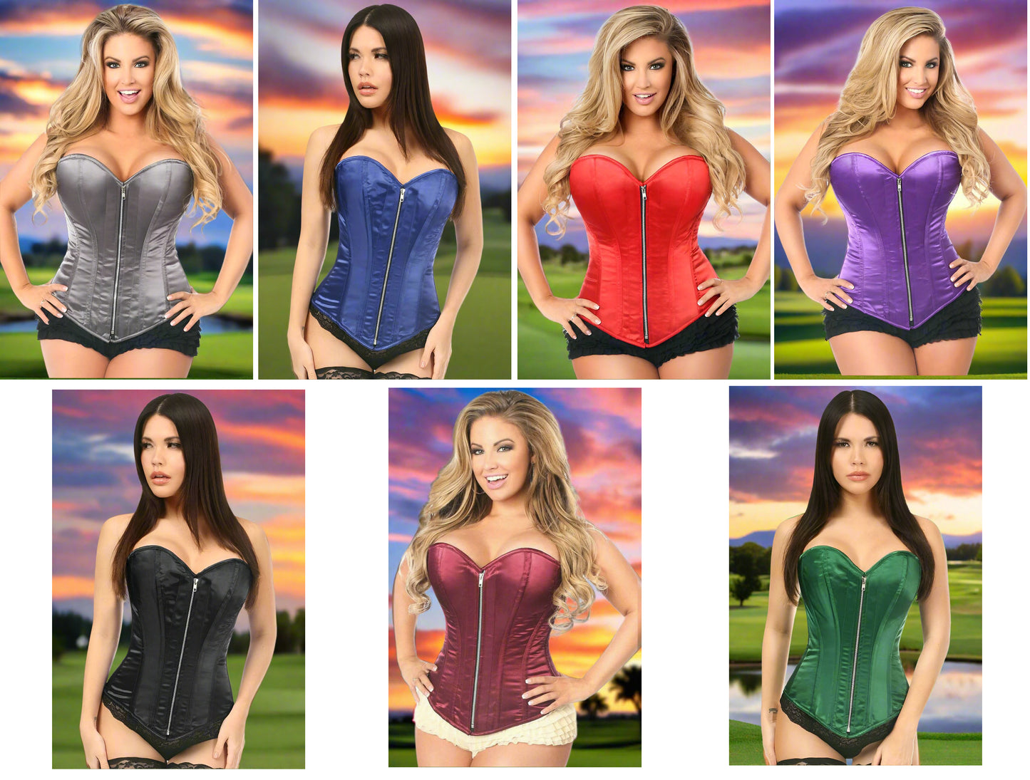 Classic Satin Steel Boned Corset in 7 Color Choices