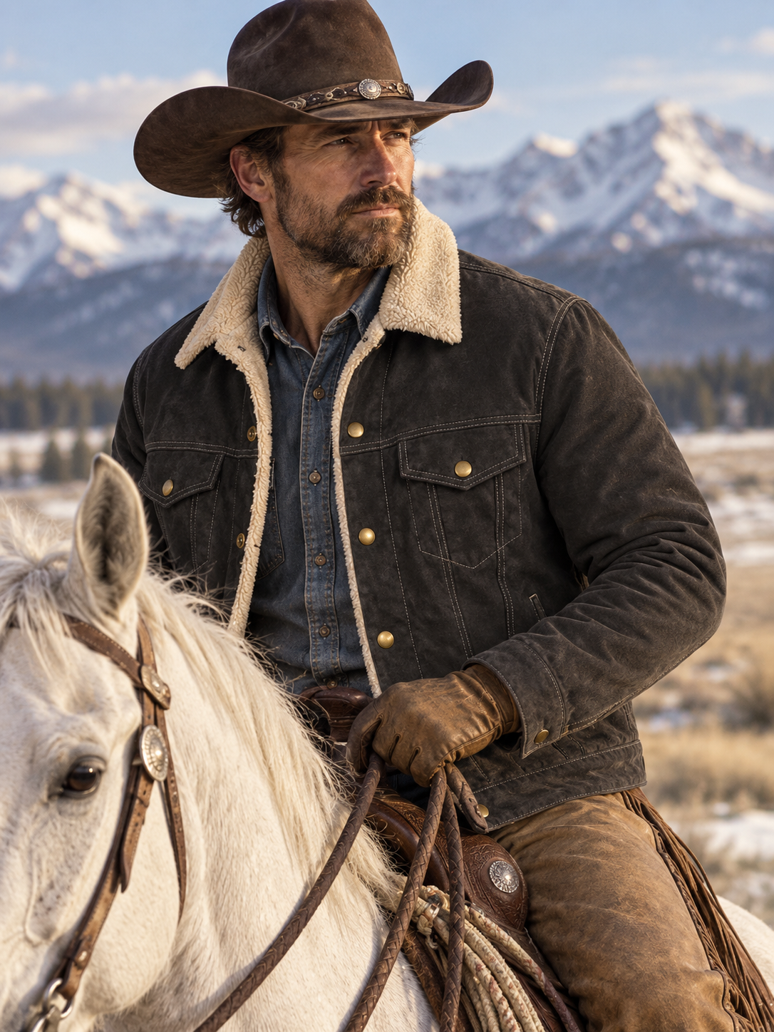 Wyoming Cowboy Boar Suede Jacket
