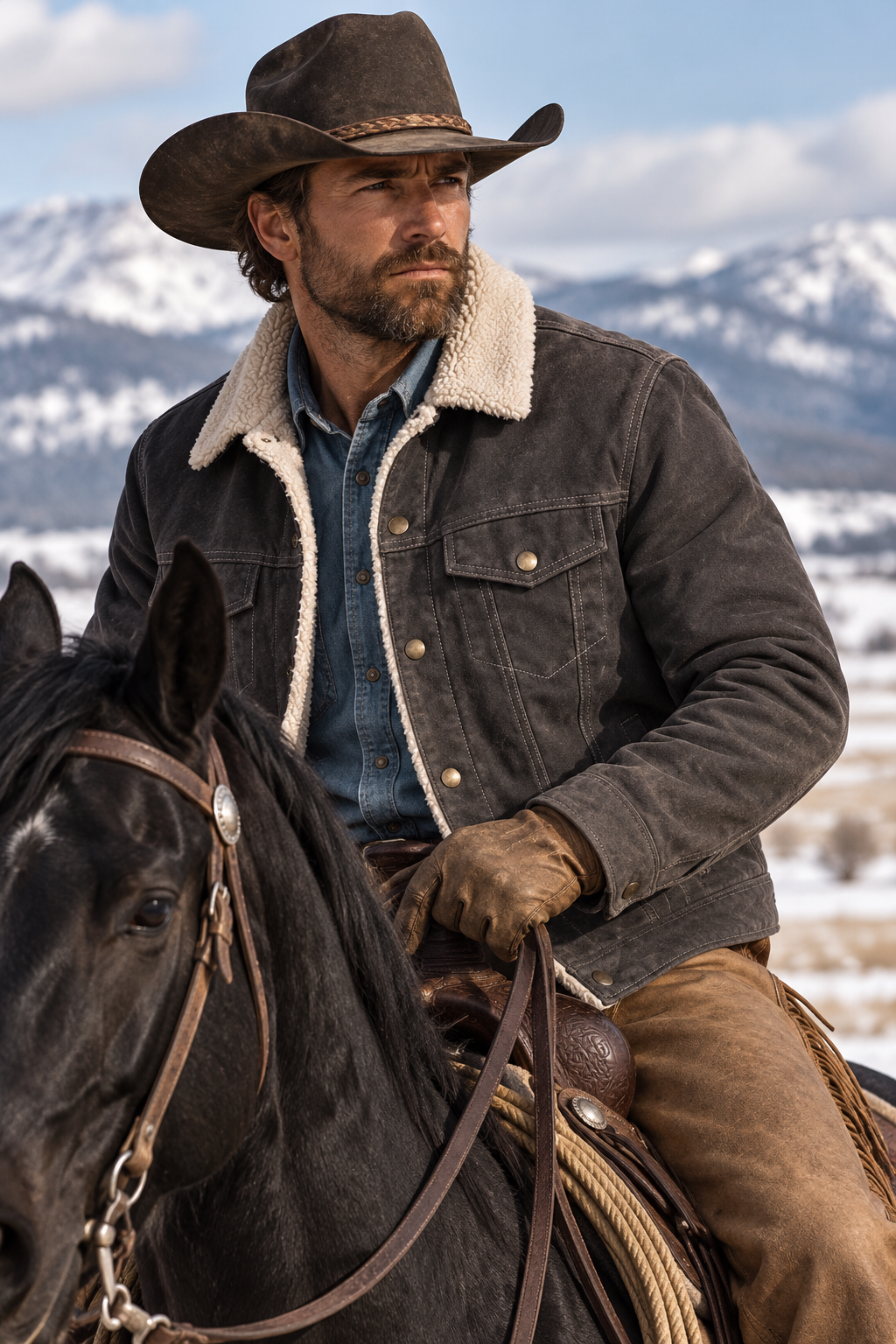 Wyoming Cowboy Boar Suede Jacket