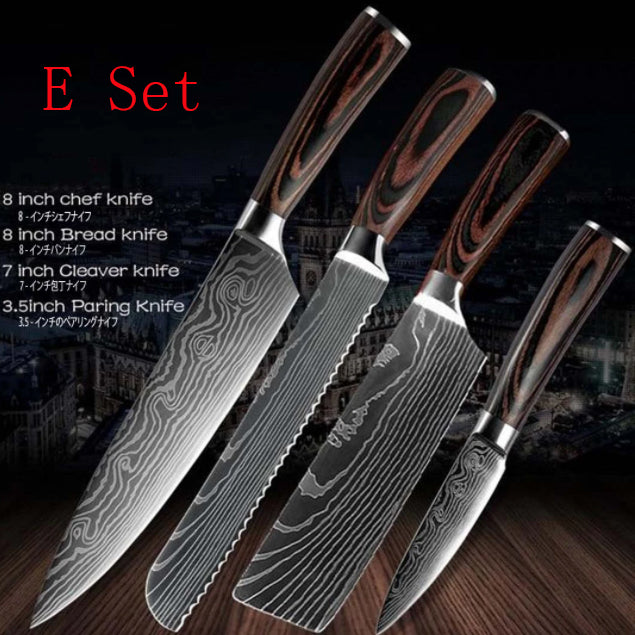 Chef Knives Kitchen Knives Cleaver and Slicing Knives E Set