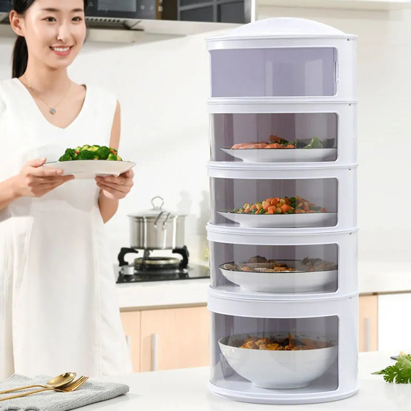 Stackable Food Dome Multi-Layer Transparent Food Insulation Cover Dustproof for Home Kitchen or Refrigerator