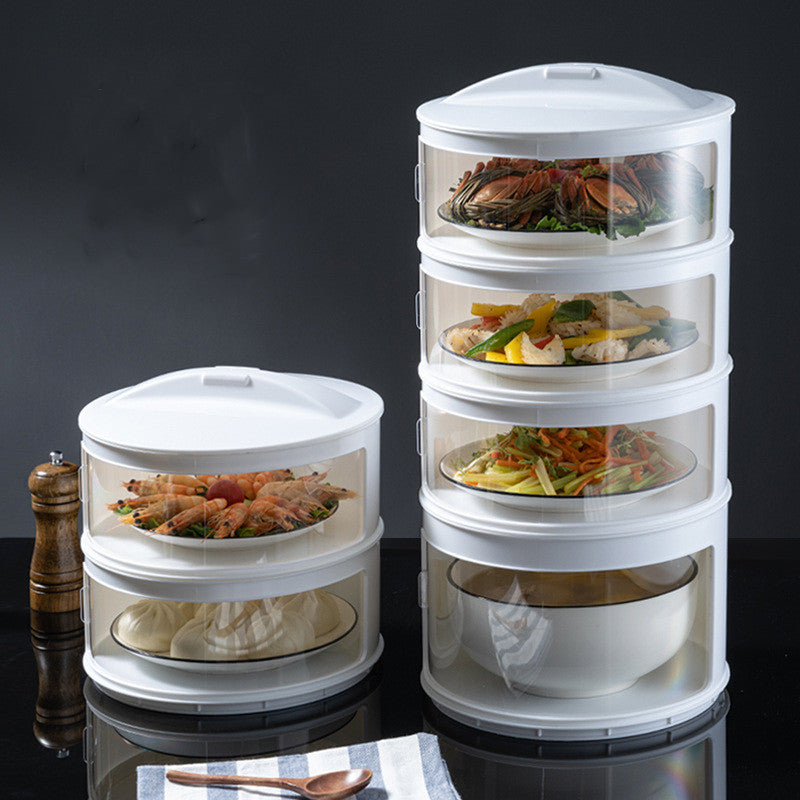 Stackable Food Dome Multi-Layer Transparent Food Insulation Cover Dustproof for Home Kitchen or Refrigerator