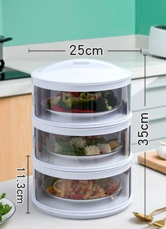 Stackable Food Dome Multi-Layer Transparent Food Insulation Cover Dustproof for Home Kitchen or Refrigerator 3layer cover