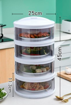 Stackable Food Dome Multi-Layer Transparent Food Insulation Cover Dustproof for Home Kitchen or Refrigerator 4layer cover