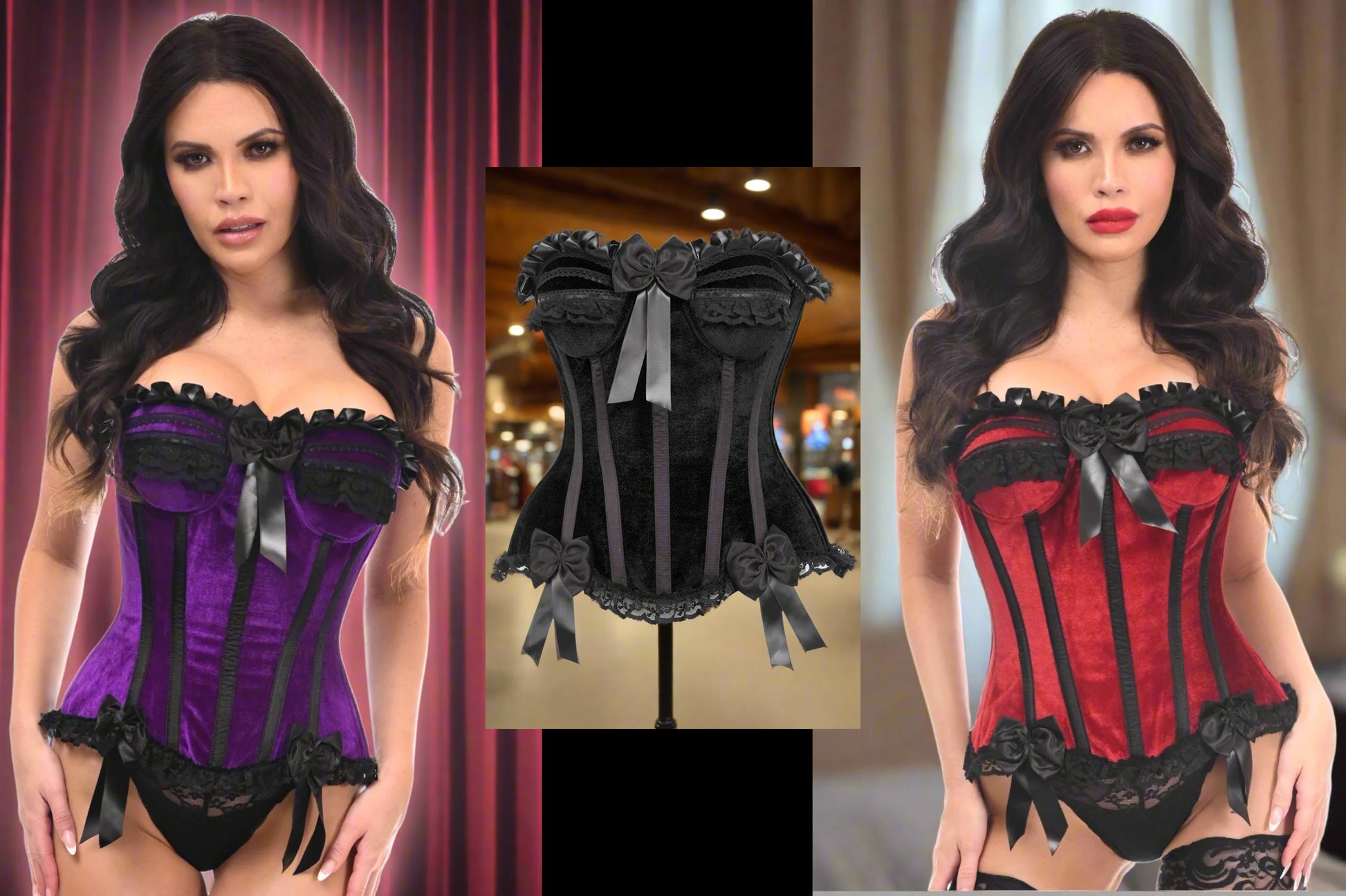 Velvet Steel Boned Burlesque Corset