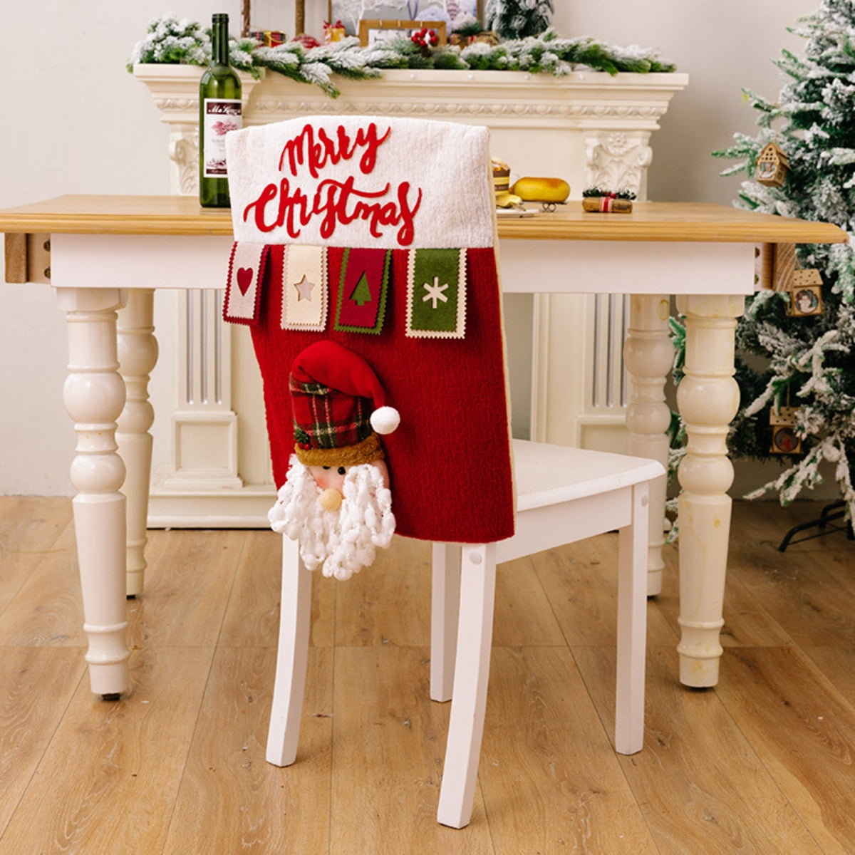 MERRY CHRISTMAS Chair Cover Deep Red One Size