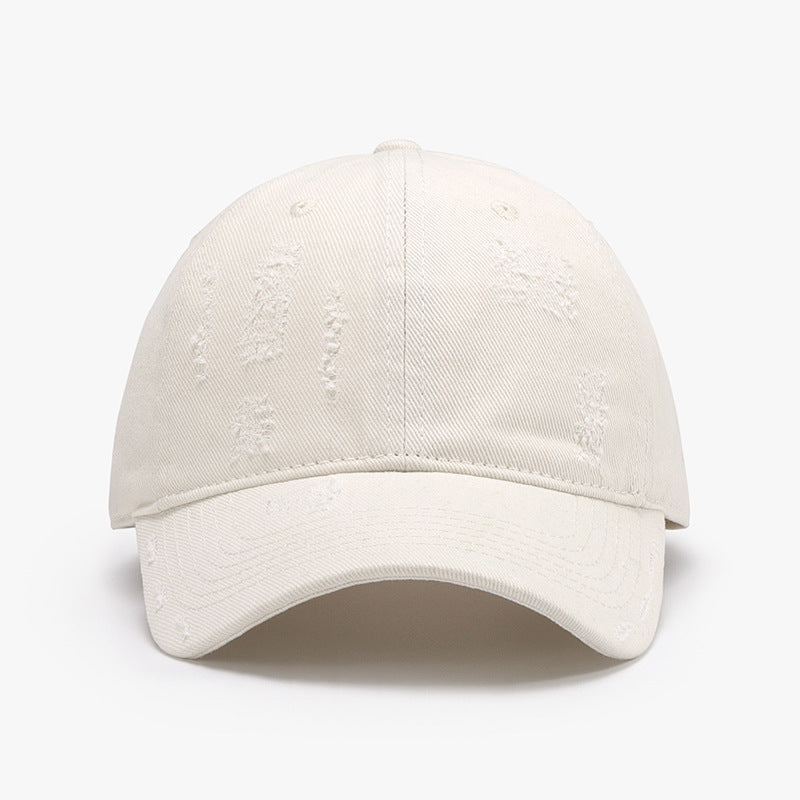 Adjustable Cotton Baseball Hat Ivory One Size