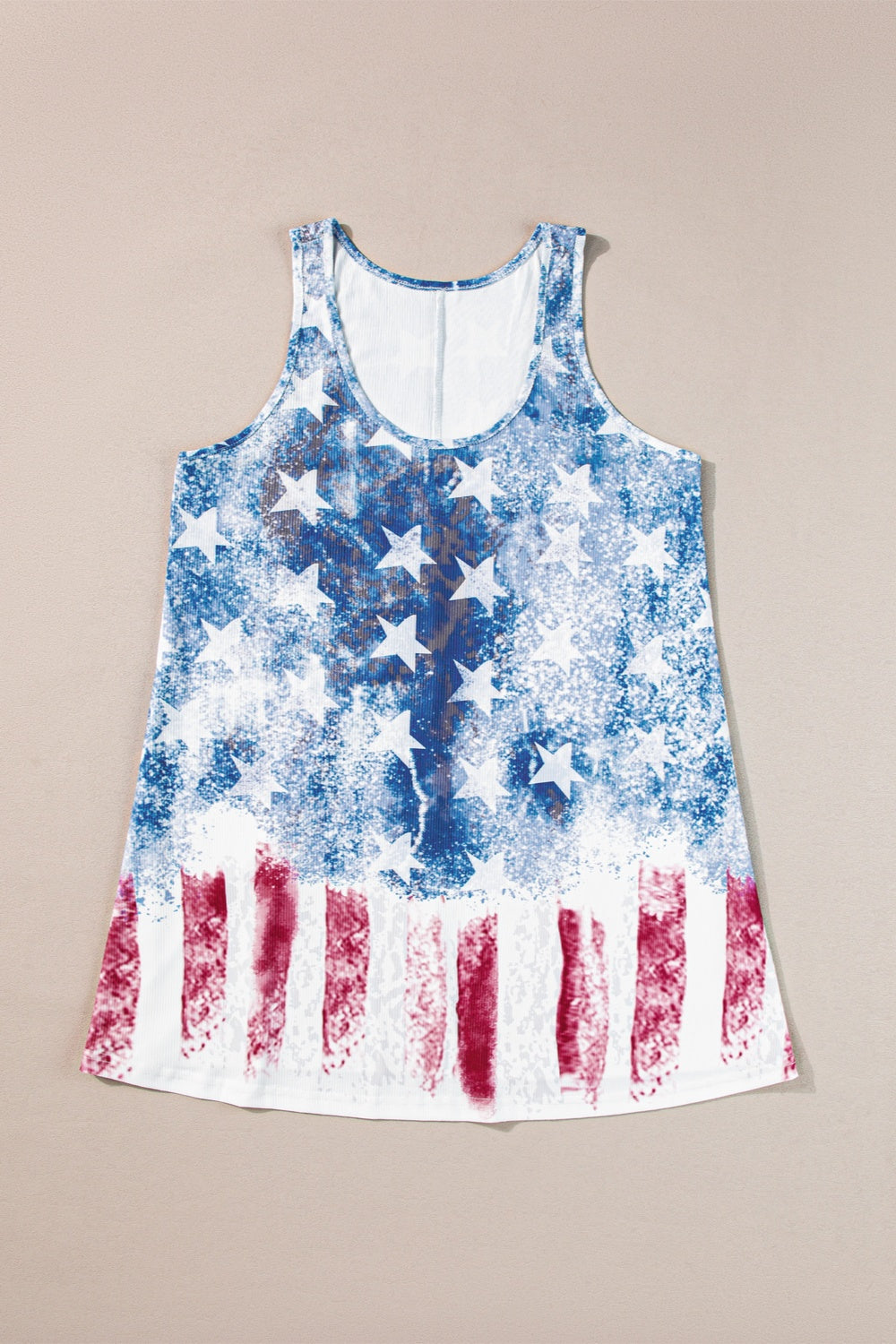 US Flag Scoop Neck Tank Dusty Blue