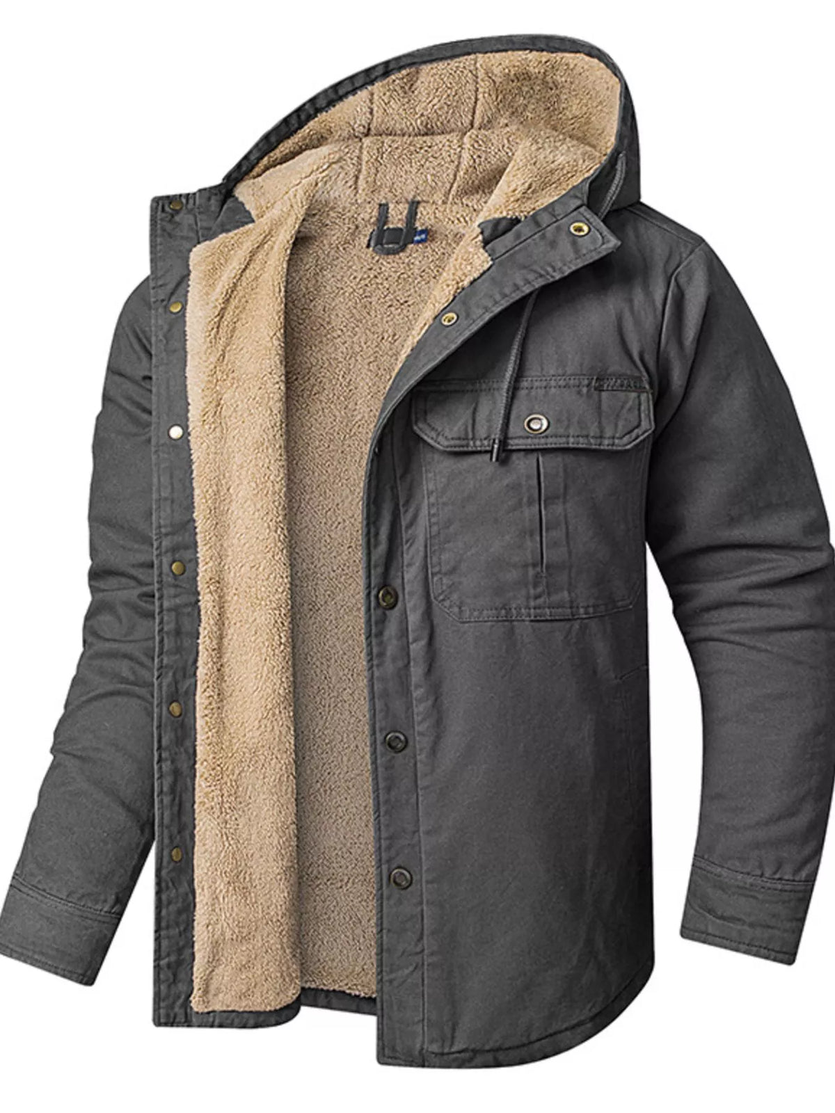 Men's Sherpa Lined Hooded Jacket Gray