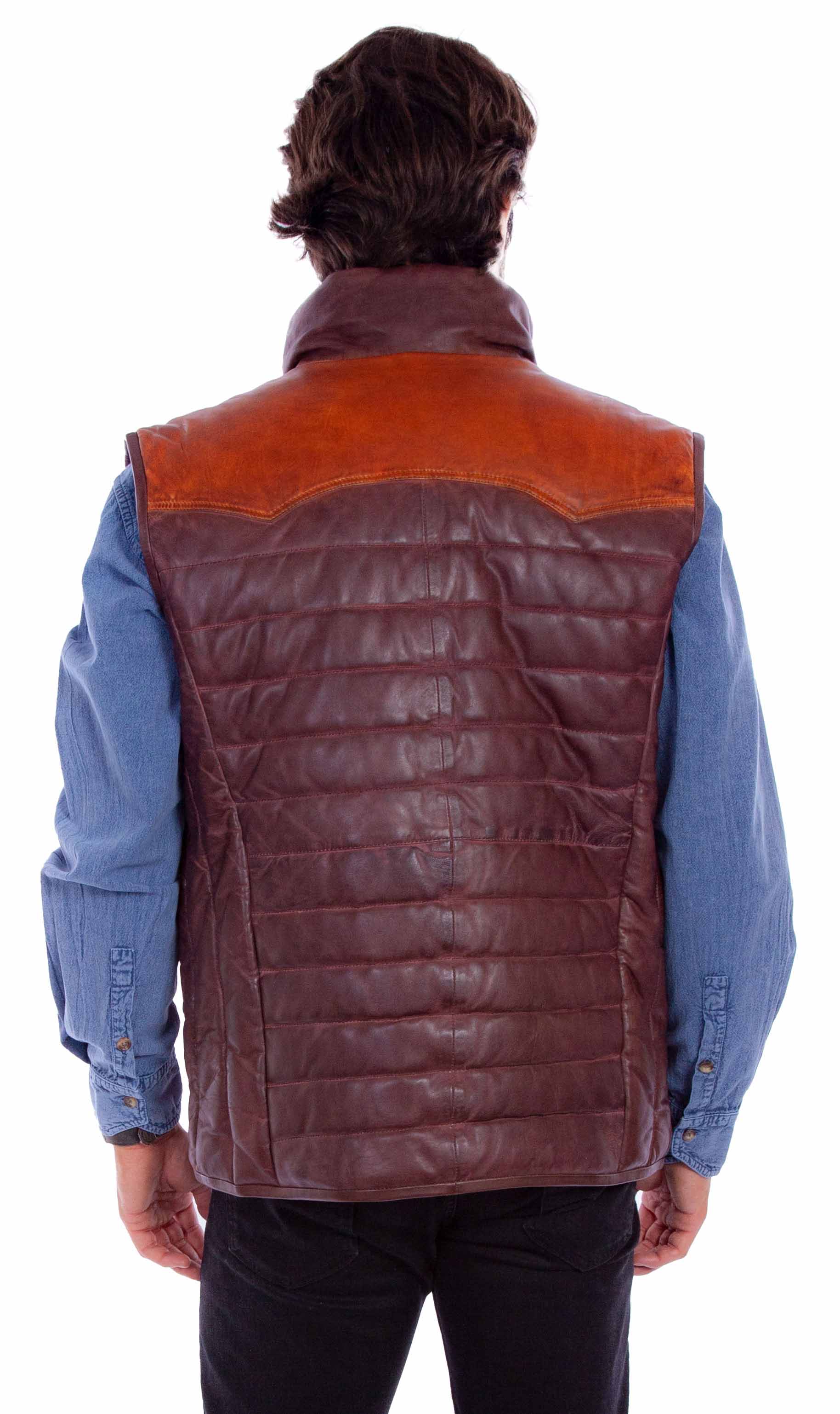 Soft Leather Brown Puffer Vest by Scully in Size S, M, L, XL, or XXL