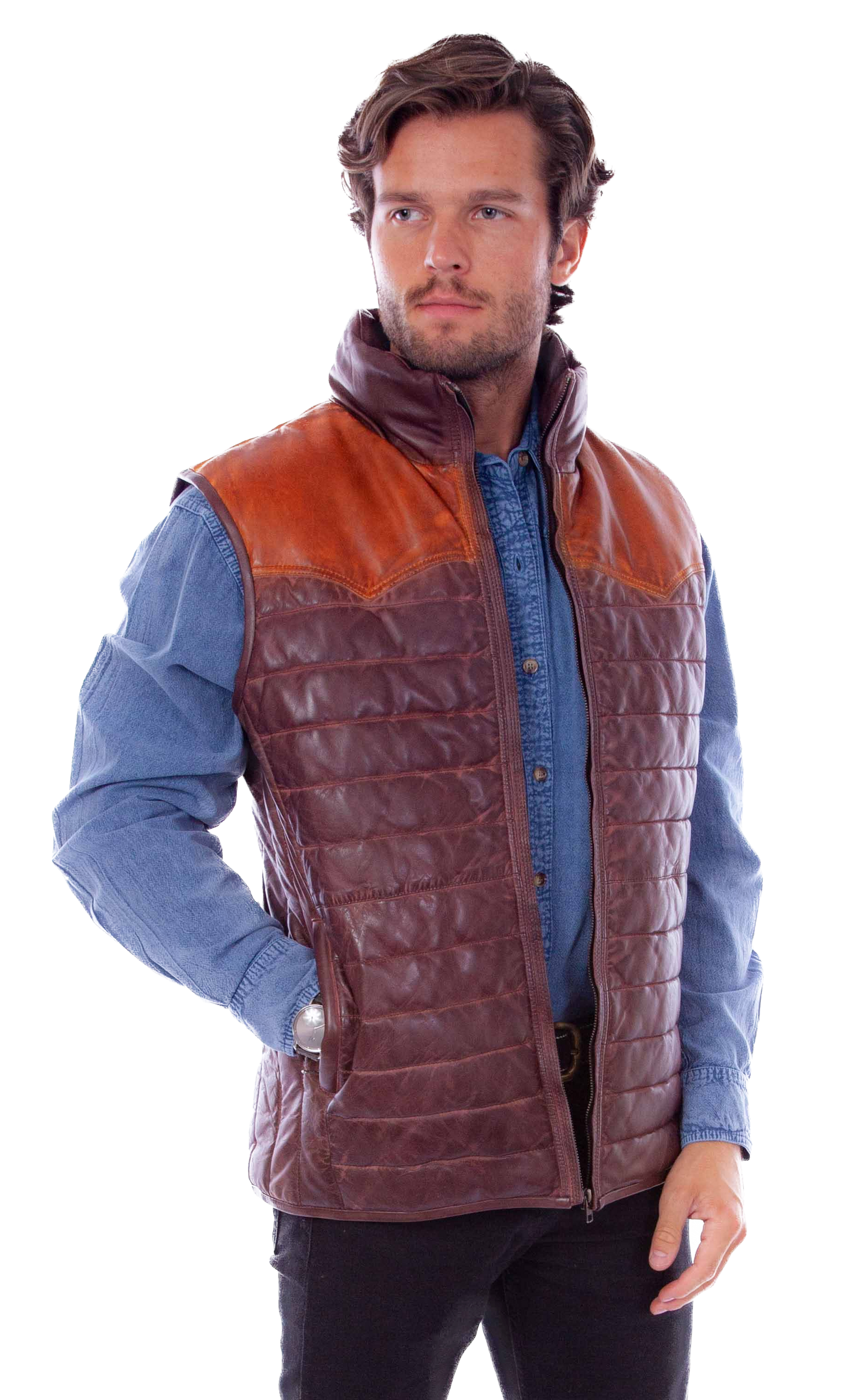 Soft Leather Brown Puffer Vest by Scully in Size S, M, L, XL, or XXL