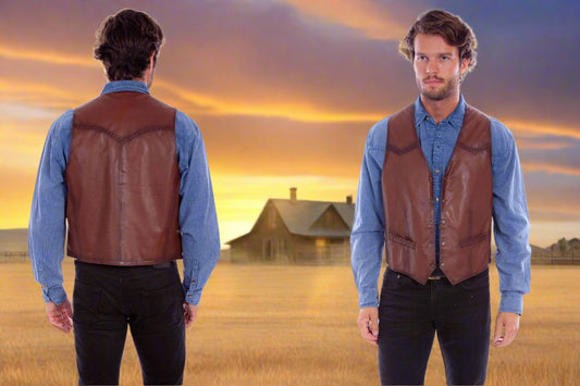 Brown Lambskin Cowboy Vest
