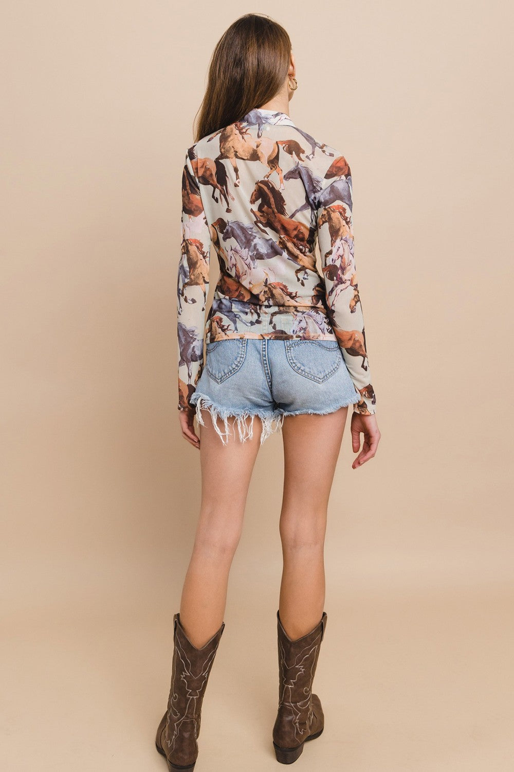 Manada de Caballos Print Button Down Shirt by Nylon Apparel in Size S, M, or L