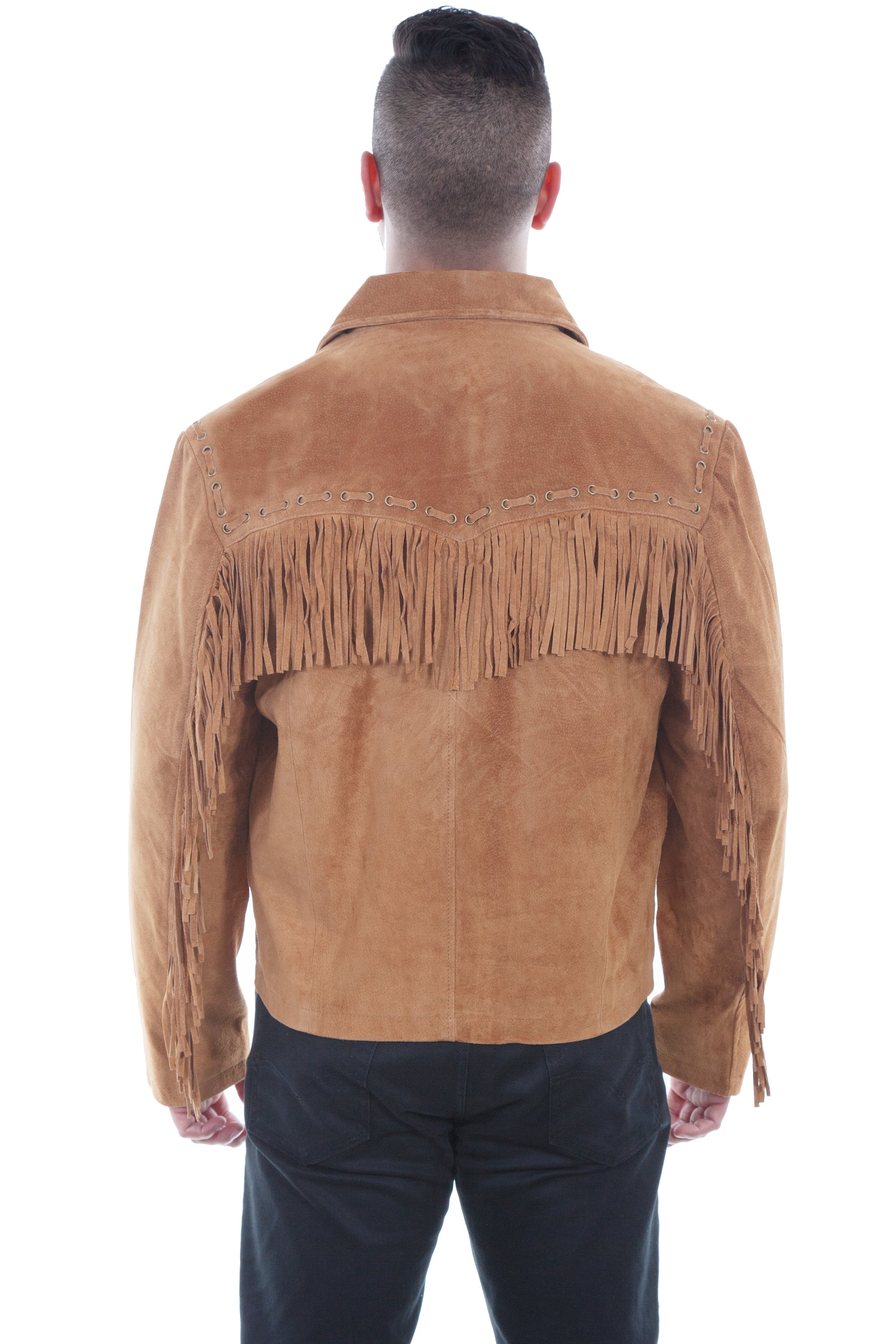 Boar Suede Fringe Jacket for Men by Scully in Color Bourbon in Size S, M, L, XL, 2XL, 3XL, 4XL