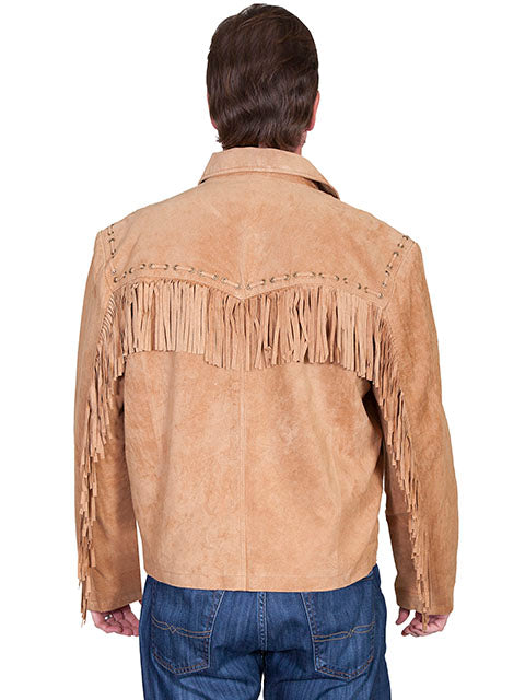 Boar Suede Fringe Jacket for Men by Scully in Color Bourbon in Size S, M, L, XL, 2XL, 3XL, 4XL