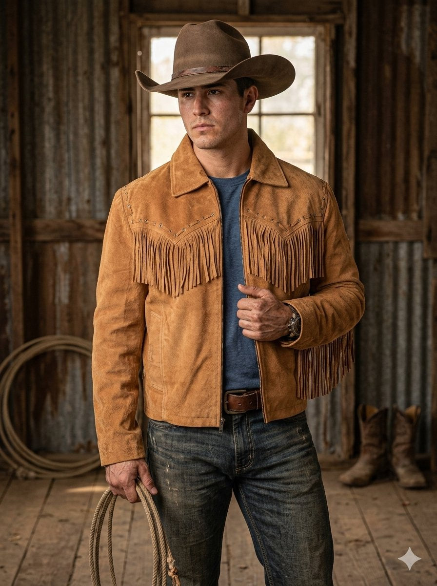 Boar Suede Fringe Jacket for Men