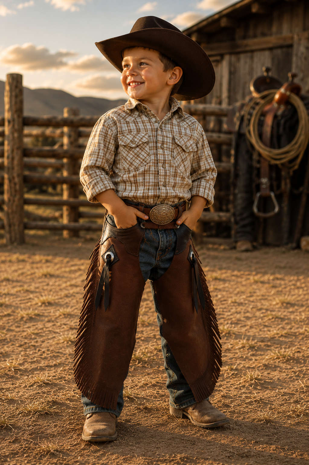 Kids Leather Chink by Saddle Barn in Size S, M, L