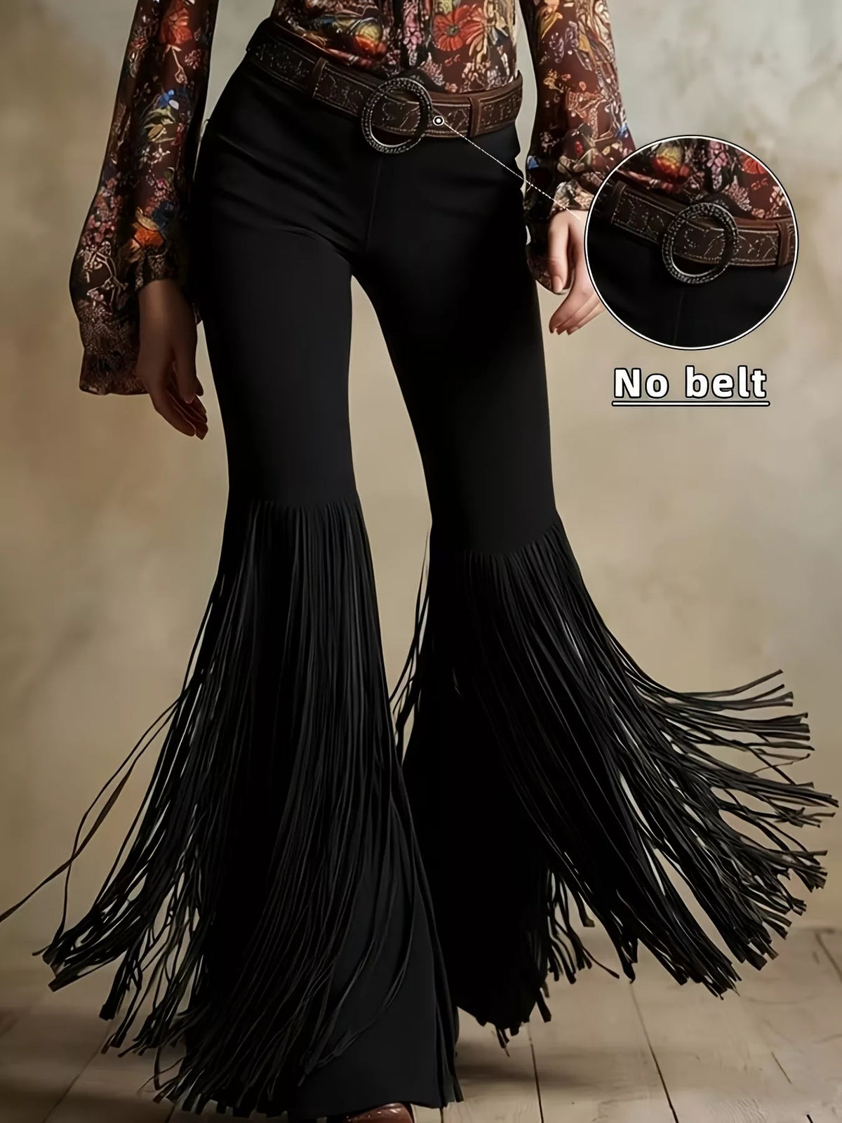 Fringe Flare Pants Black
