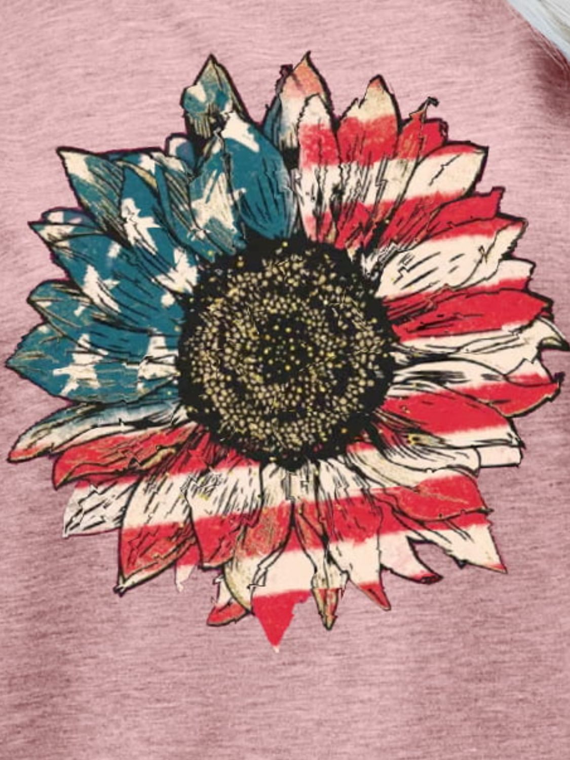 US Flag Flower Graphic Tee in Size S, M, L, XL