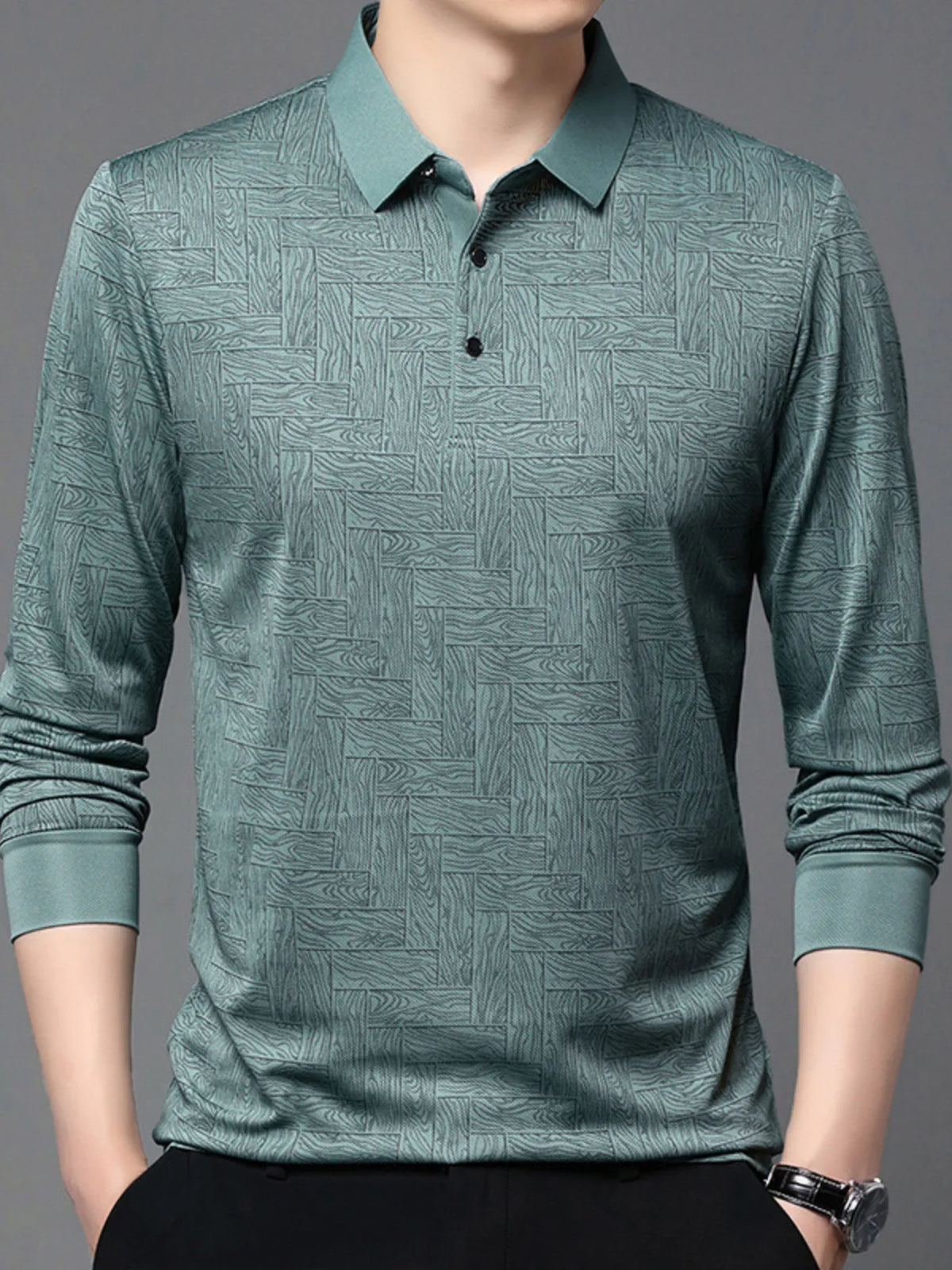 Long Sleeve Polo Green