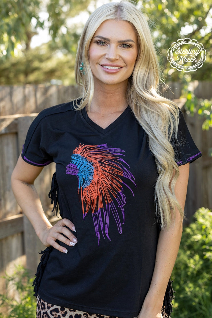 Embroidered Cherokee Nation Top by Sterling Kreek in Size XS, S, M, L, XL, 2XL, 3XL