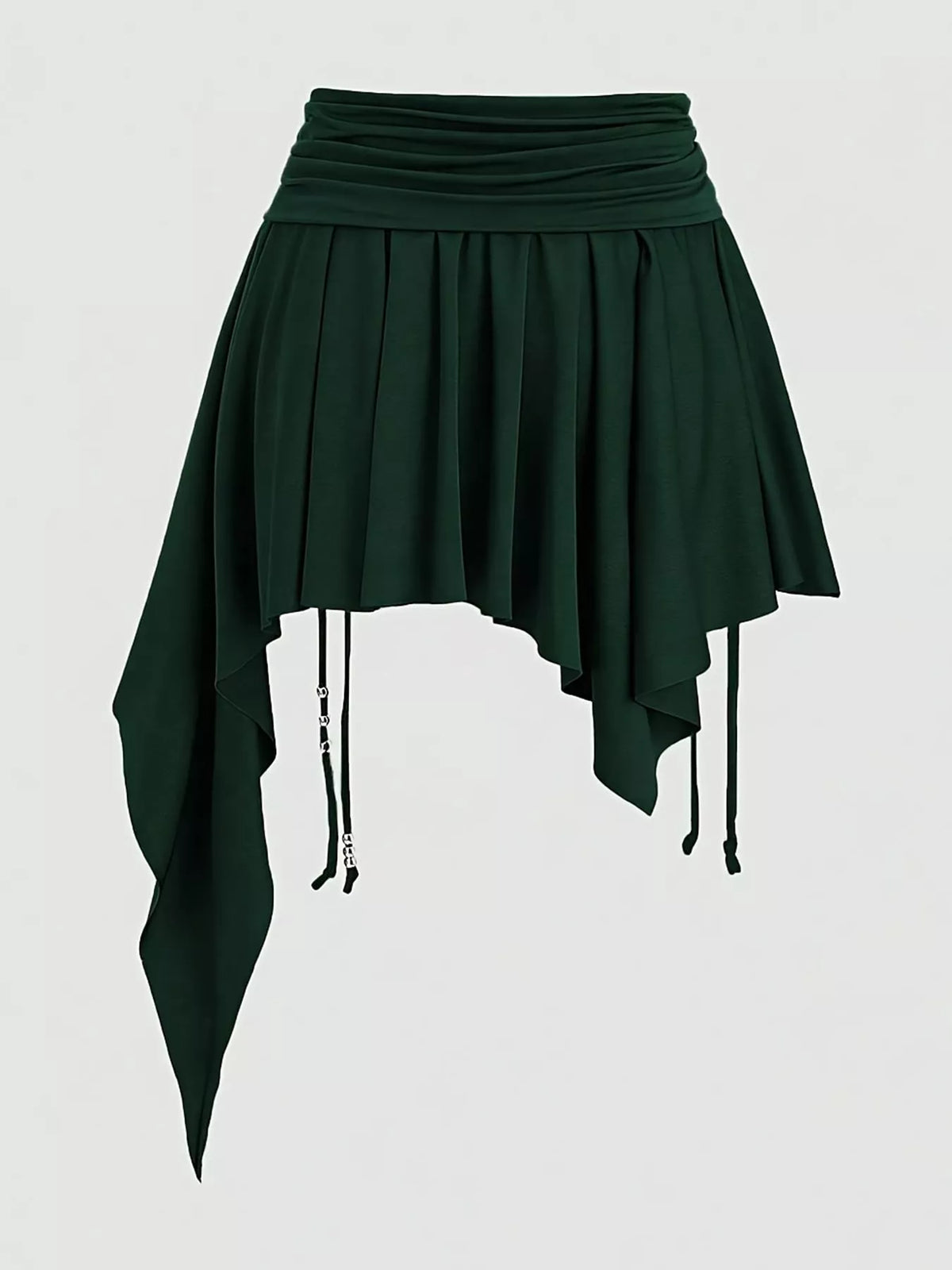 Ruched Asymmetrical Drawstring Mini Skirt