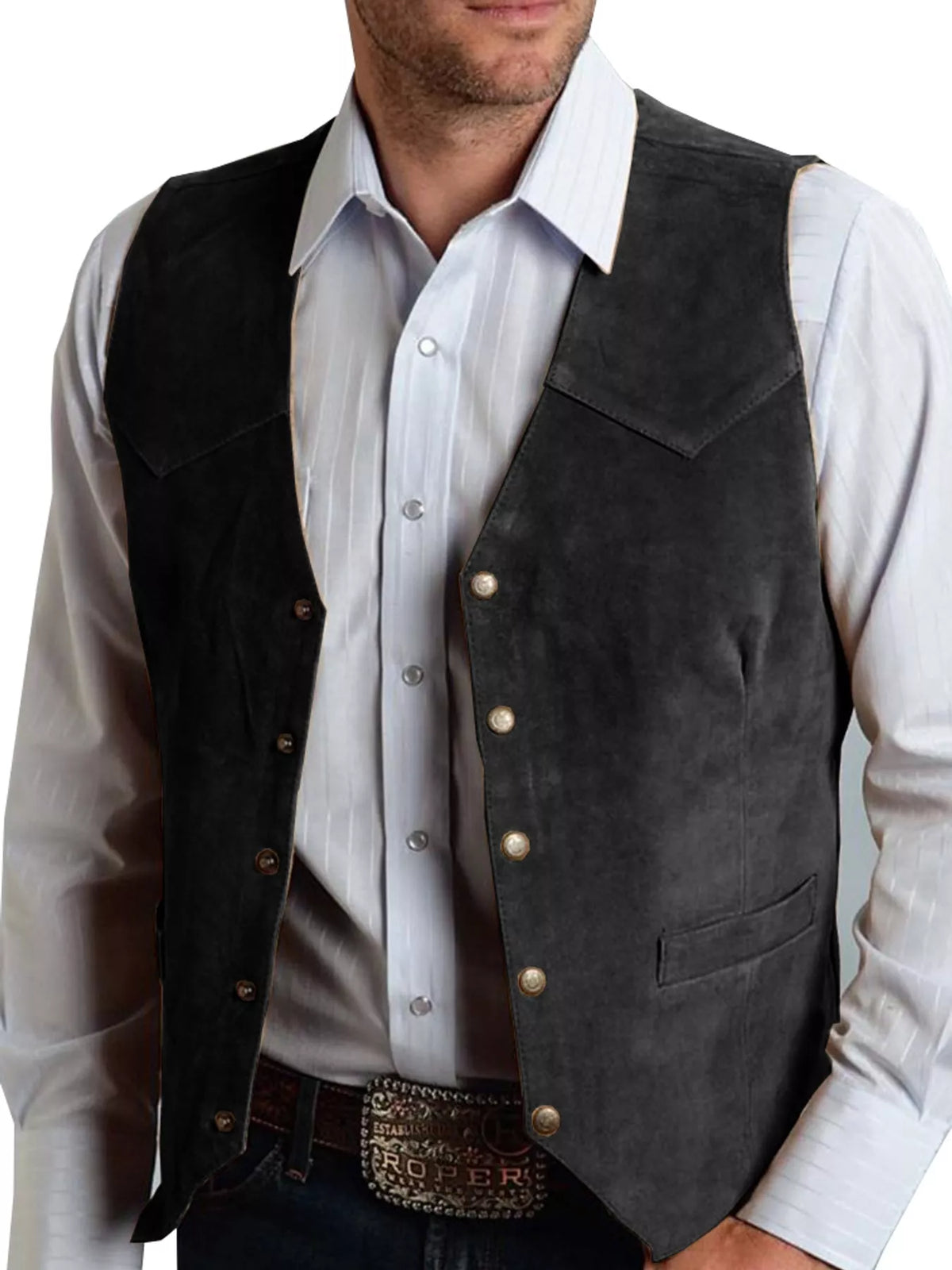 Men's Full Size Snap Down Vest Plus Size Black